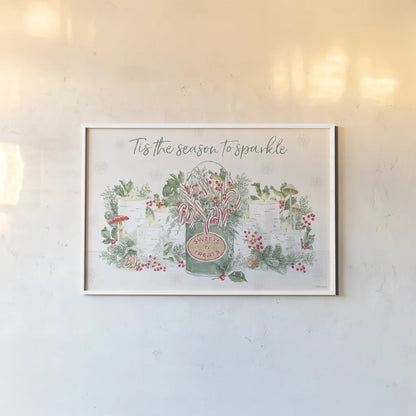 Christmas Charm I by Beth Grove. shown as a paper print in a white frame. Available as a archival giclee rolled canvas, fine art paper, or poster print. SKU 83451i.