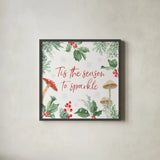 Christmas Charm IX by Beth Grove. Shown in a sleek black glass frame for a contemporary gallery look. Available as an archival giclee rolled canvas, fine art paper, or poster print. SKU 83459a.