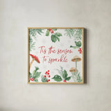 Christmas Charm IX by Beth Grove. Shown in a natural wood glass frame for a timeless modern aesthetic. Available as an archival giclee rolled canvas, fine art paper, or poster print. SKU 83459a.