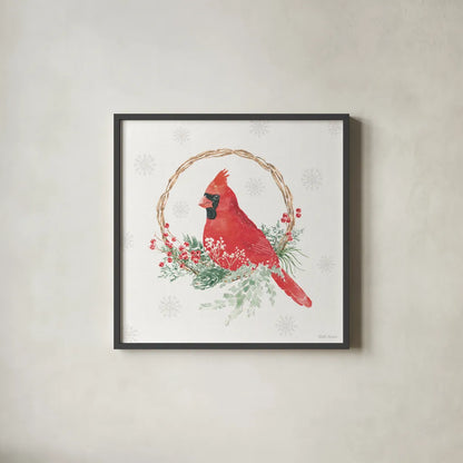 Christmas Charm VII by Beth Grove. Shown in a sleek black glass frame for a contemporary gallery look. Available as an archival giclee rolled canvas, fine art paper, or poster print. SKU 83457a.