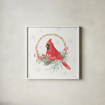 Christmas Charm VII by Beth Grove. Shown in a crisp white glass frame for a clean and minimalist style. Available as an archival giclee rolled canvas, fine art paper, or poster print. SKU 83457a.