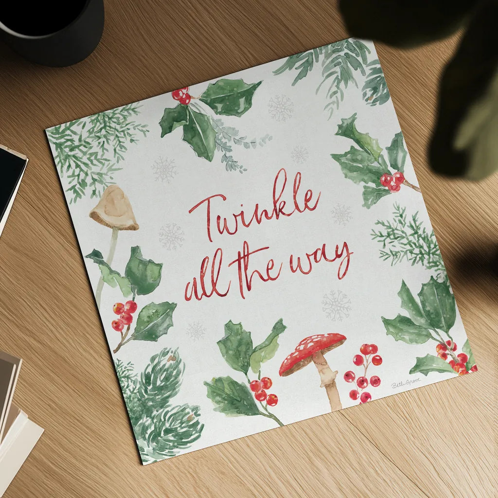 Christmas Charm VIII by Beth Grove. Shown as a detailed flat fine art print, highlighting archival giclee quality. Available as an archival giclee rolled canvas, fine art paper, or poster print. SKU 83458a.