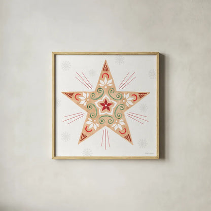 Christmas Charm X by Beth Grove. Shown in a natural wood glass frame for a timeless modern aesthetic. Available as an archival giclee rolled canvas, fine art paper, or poster print. SKU 83460a.