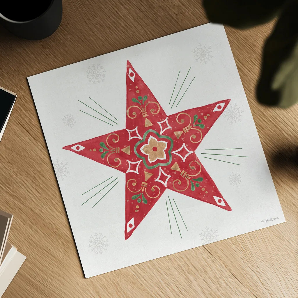 Christmas Charm XI by Beth Grove. Shown as a detailed flat fine art print, highlighting archival giclee quality. Available as an archival giclee rolled canvas, fine art paper, or poster print. SKU 83461a.