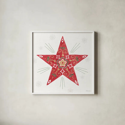 Christmas Charm XI by Beth Grove. Shown in a crisp white glass frame for a clean and minimalist style. Available as an archival giclee rolled canvas, fine art paper, or poster print. SKU 83461a.