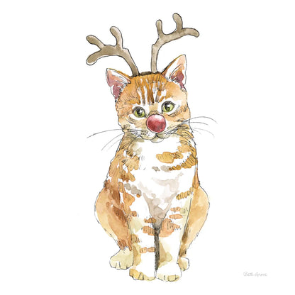 Christmas Kitties III Square by Beth Grove. SKU 51869a. Archival Giclee Fine art print for wall decor.