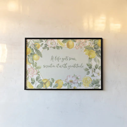 Citrus Charm I by Beth Grove. shown as a paper print in a black flame. Available as a archival giclee rolled canvas, fine art paper, or poster print. SKU 65555i.