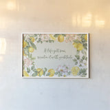 Citrus Charm I by Beth Grove. shown as a paper print in a white frame. Available as a archival giclee rolled canvas, fine art paper, or poster print. SKU 65555i.