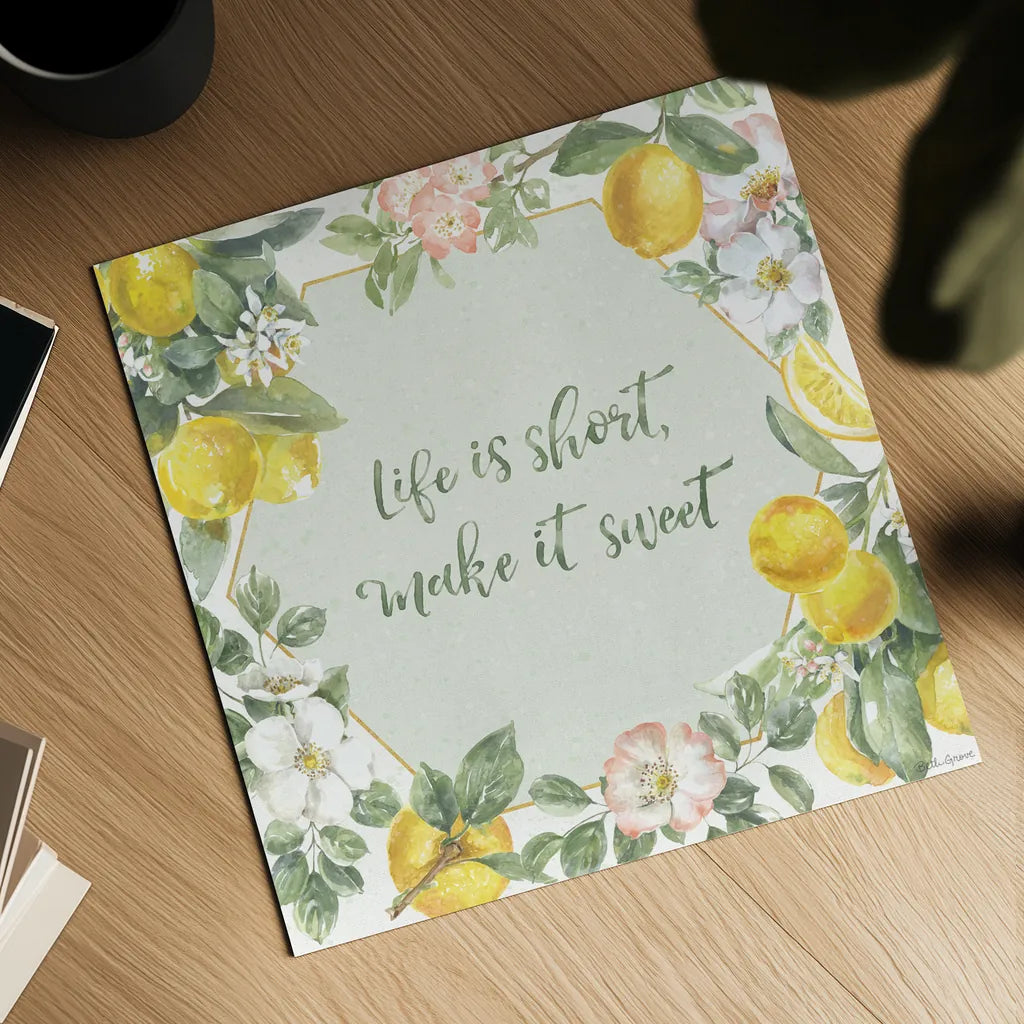 Citrus Charm II by Beth Grove. Shown as a detailed flat fine art print, highlighting archival giclee quality. Available as an archival giclee rolled canvas, fine art paper, or poster print. SKU 65556a.