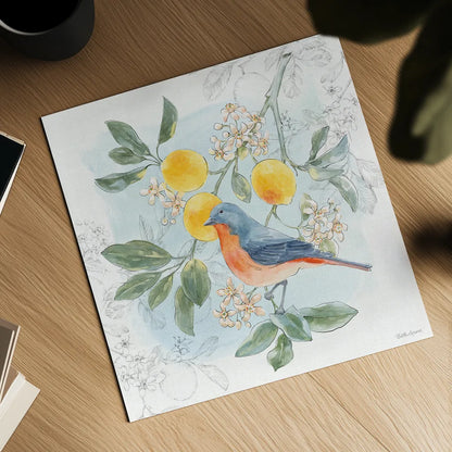 Citrus Wings III by Beth Grove. Shown as a detailed flat fine art print, highlighting archival giclee quality. Available as an archival giclee rolled canvas, fine art paper, or poster print. SKU 97256a.