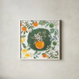Citrus Wings VIII by Beth Grove. Shown in a crisp white glass frame for a clean and minimalist style. Available as an archival giclee rolled canvas, fine art paper, or poster print. SKU 97261a.