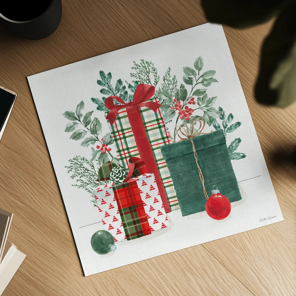 Classic Christmas II by Beth Grove. Shown as a detailed flat fine art print, highlighting archival giclee quality. Available as an archival giclee rolled canvas, fine art paper, or poster print. SKU 90797a.