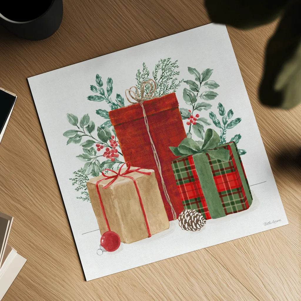 Classic Christmas III by Beth Grove. Shown as a detailed flat fine art print, highlighting archival giclee quality. Available as an archival giclee rolled canvas, fine art paper, or poster print. SKU 90798a.