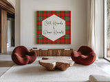 Classic Christmas VI by Beth Grove. Shown as extra-large giant wall art in a modern living room. Available as an archival giclee rolled canvas, fine art paper, or poster print. SKU 90801a.