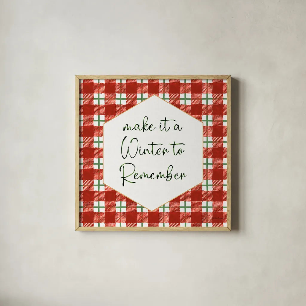 Classic Christmas VII by Beth Grove. Shown in a natural wood glass frame for a timeless modern aesthetic. Available as an archival giclee rolled canvas, fine art paper, or poster print. SKU 90802a.