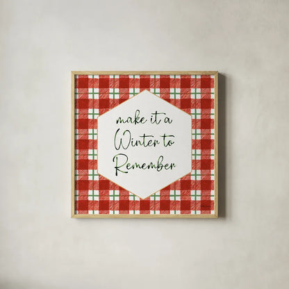 Classic Christmas VII by Beth Grove. Shown in a natural wood glass frame for a timeless modern aesthetic. Available as an archival giclee rolled canvas, fine art paper, or poster print. SKU 90802a.