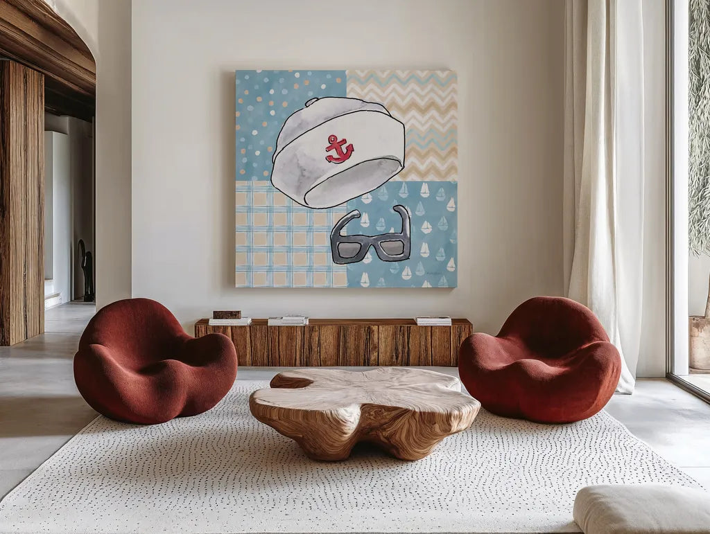Coastal Baby III by Beth Grove. Shown as extra-large giant wall art in a modern living room. Available as an archival giclee rolled canvas, fine art paper, or poster print. SKU 29311a.
