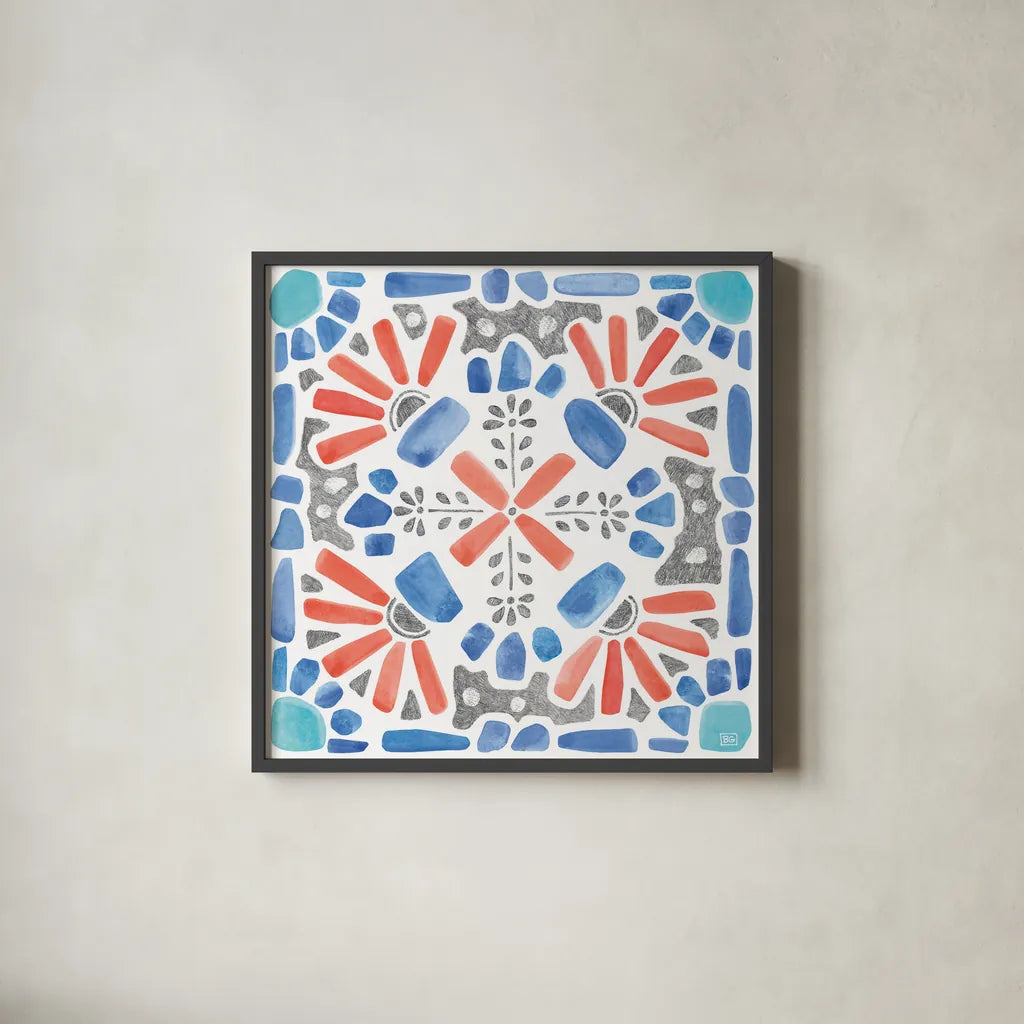 Coastal Sea Life IX by Beth Grove. Shown in a sleek black glass frame for a contemporary gallery look. Available as an archival giclee rolled canvas, fine art paper, or poster print. SKU 36192a.