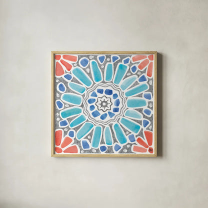 Coastal Sea Life VII by Beth Grove. Shown in a natural wood glass frame for a timeless modern aesthetic. Available as an archival giclee rolled canvas, fine art paper, or poster print. SKU 36190a.