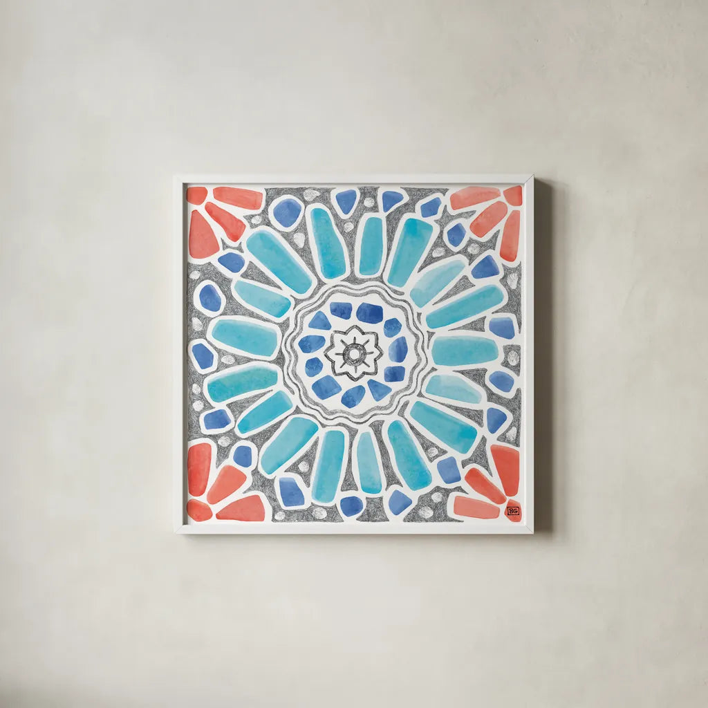 Coastal Sea Life VII by Beth Grove. Shown in a crisp white glass frame for a clean and minimalist style. Available as an archival giclee rolled canvas, fine art paper, or poster print. SKU 36190a.