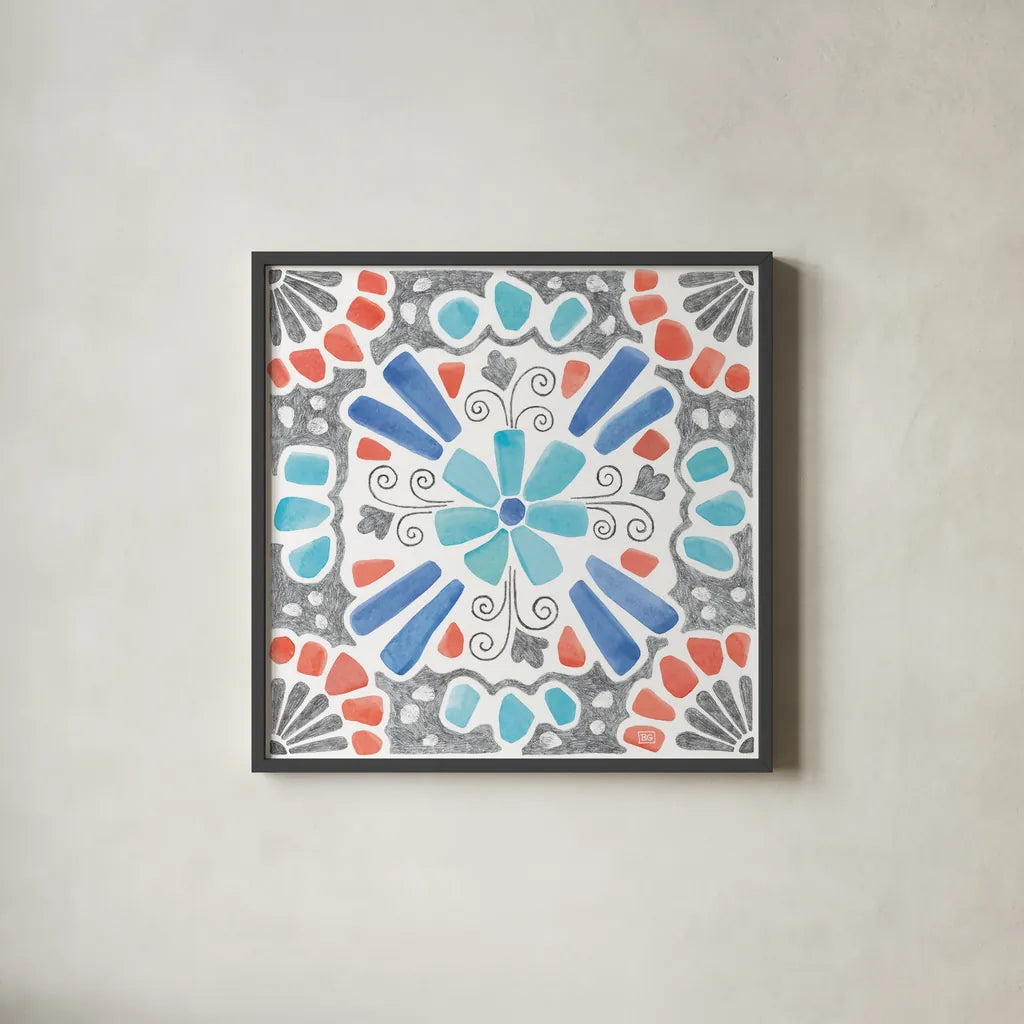 Coastal Sea Life VIII by Beth Grove. Shown in a sleek black glass frame for a contemporary gallery look. Available as an archival giclee rolled canvas, fine art paper, or poster print. SKU 36191a.