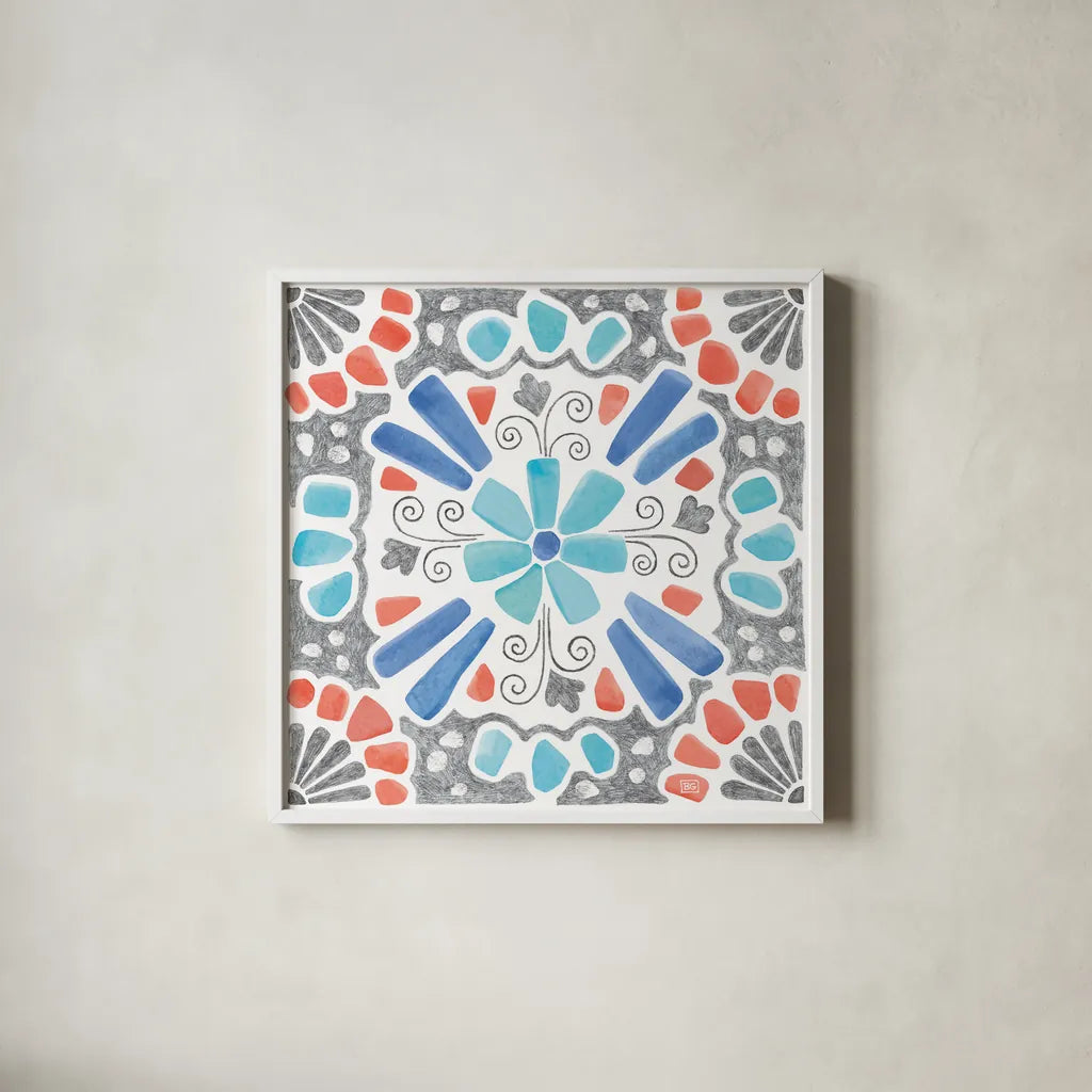 Coastal Sea Life VIII by Beth Grove. Shown in a crisp white glass frame for a clean and minimalist style. Available as an archival giclee rolled canvas, fine art paper, or poster print. SKU 36191a.