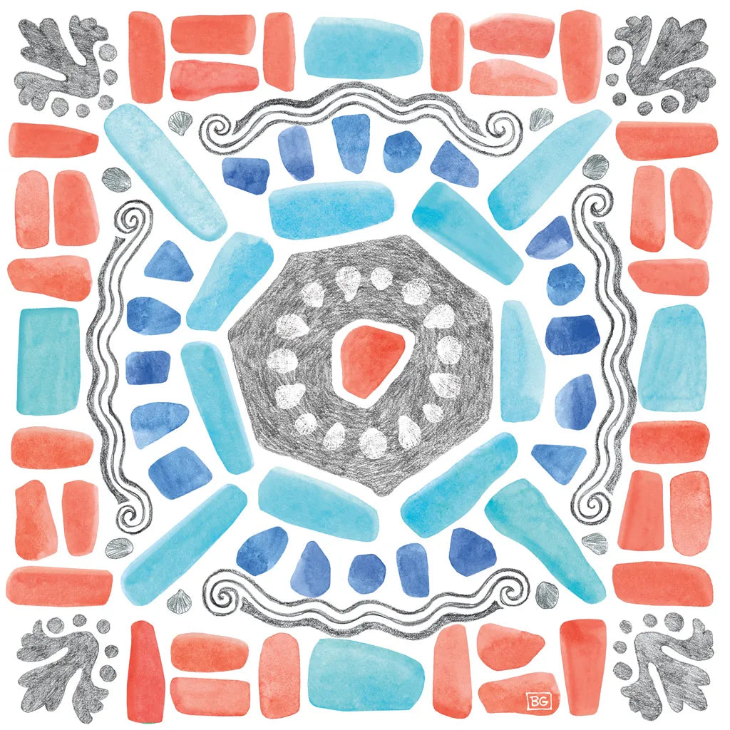 Coastal Sea Life X by Beth Grove. SKU 36193a. Archival Giclee Fine art print for wall decor.