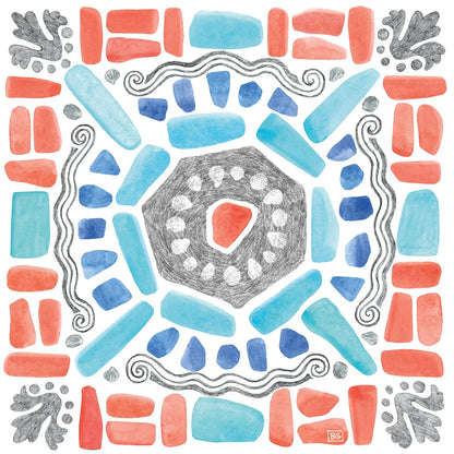 Coastal Sea Life X by Beth Grove. SKU 36193a. Archival Giclee Fine art print for wall decor.