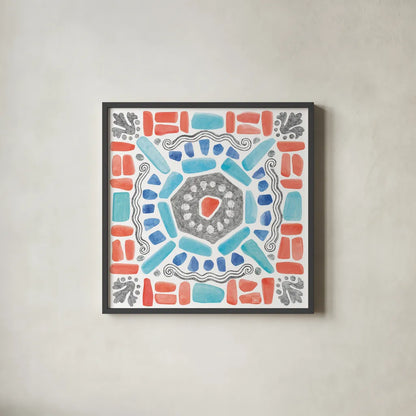 Coastal Sea Life X by Beth Grove. Shown in a sleek black glass frame for a contemporary gallery look. Available as an archival giclee rolled canvas, fine art paper, or poster print. SKU 36193a.