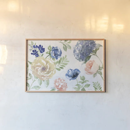 Coastline Botanical I by Beth Grove. shown as a paper print in a natural frame. Available as a archival giclee rolled canvas, fine art paper, or poster print. SKU 58548i.