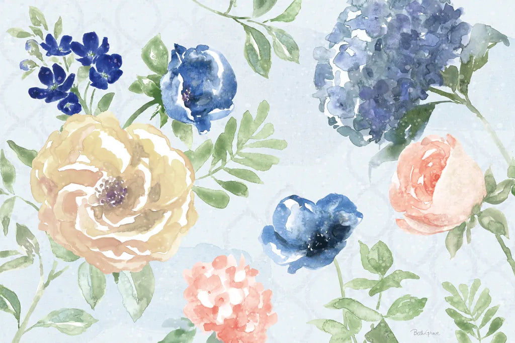 Coastline Botanical I Blue by Beth Grove. SKU 58556i. Archival Giclee Fine art print for wall decor.