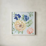 Coastline Botanical II Blue by Beth Grove. Shown in a crisp white glass frame for a clean and minimalist style. Available as an archival giclee rolled canvas, fine art paper, or poster print. SKU 58557a.