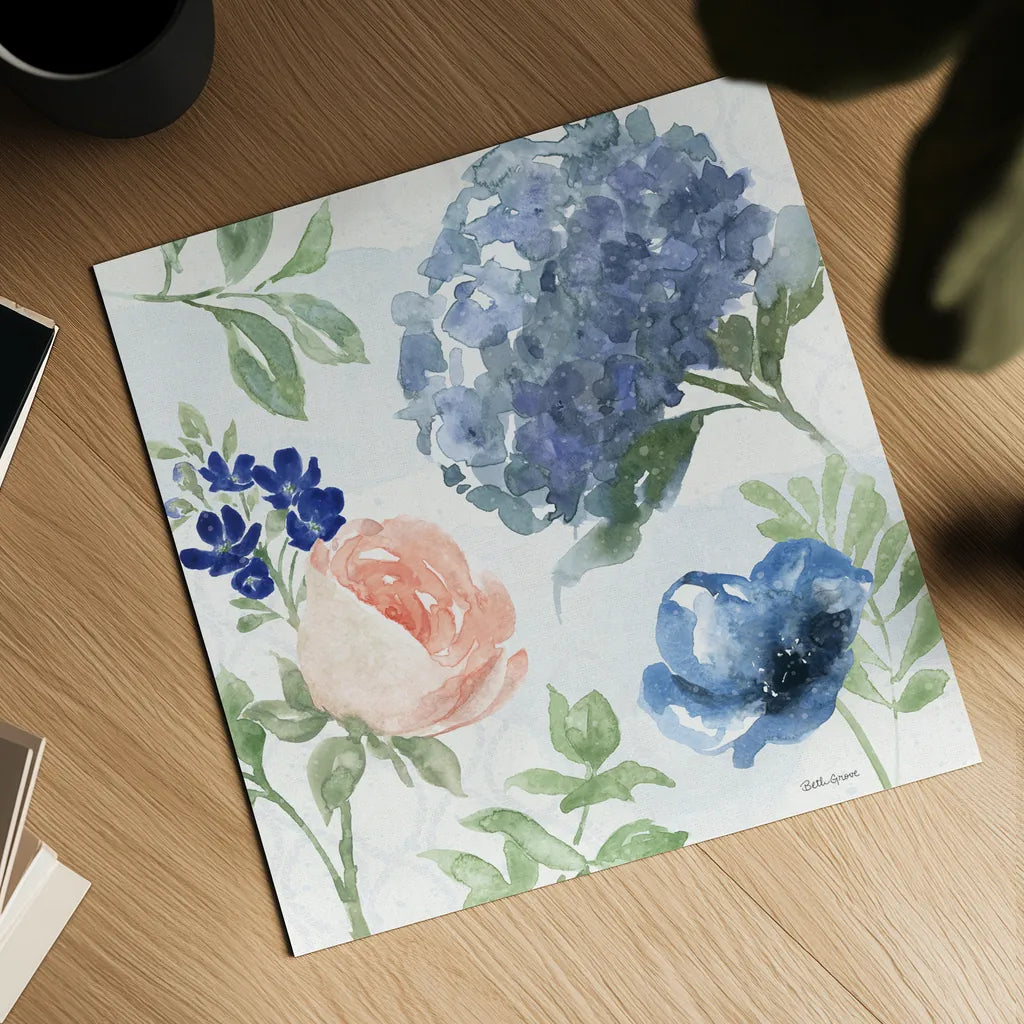 Coastline Botanical III by Beth Grove. Shown as a detailed flat fine art print, highlighting archival giclee quality. Available as an archival giclee rolled canvas, fine art paper, or poster print. SKU 58550a.