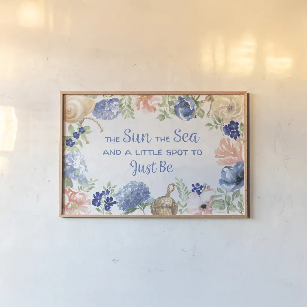 Coastline Botanical IV by Beth Grove. shown as a paper print in a natural frame. Available as a archival giclee rolled canvas, fine art paper, or poster print. SKU 58551i.