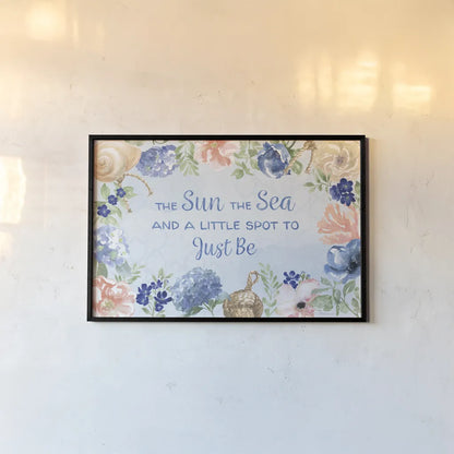 Coastline Botanical IV Blue by Beth Grove. shown as a paper print in a black flame. Available as a archival giclee rolled canvas, fine art paper, or poster print. SKU 58559i.