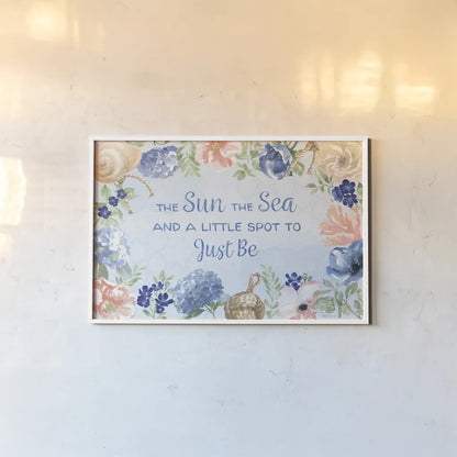 Coastline Botanical IV Blue by Beth Grove. shown as a paper print in a white frame. Available as a archival giclee rolled canvas, fine art paper, or poster print. SKU 58559i.