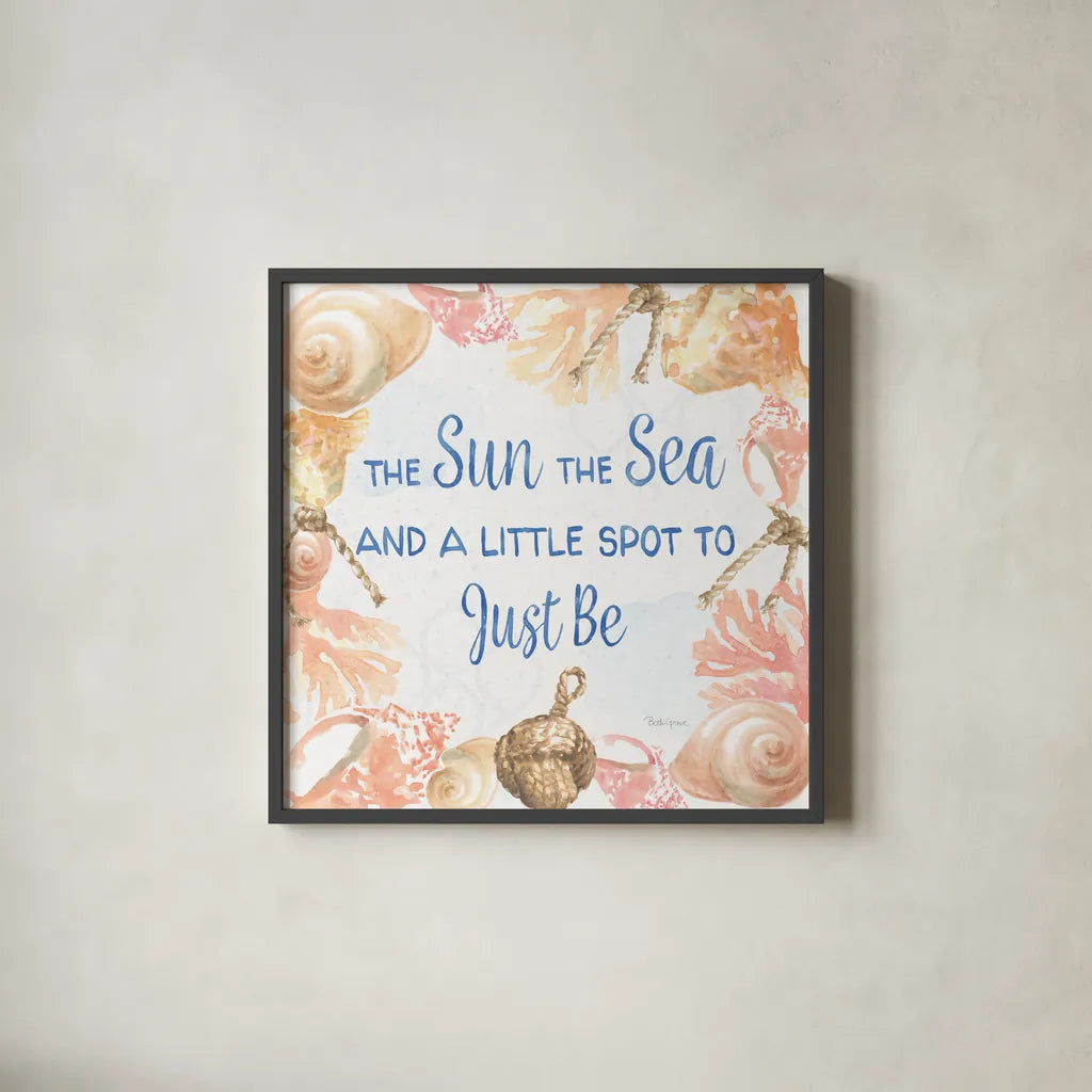 Coastline Botanical IX by Beth Grove. Shown in a sleek black glass frame for a contemporary gallery look. Available as an archival giclee rolled canvas, fine art paper, or poster print. SKU 59136a.