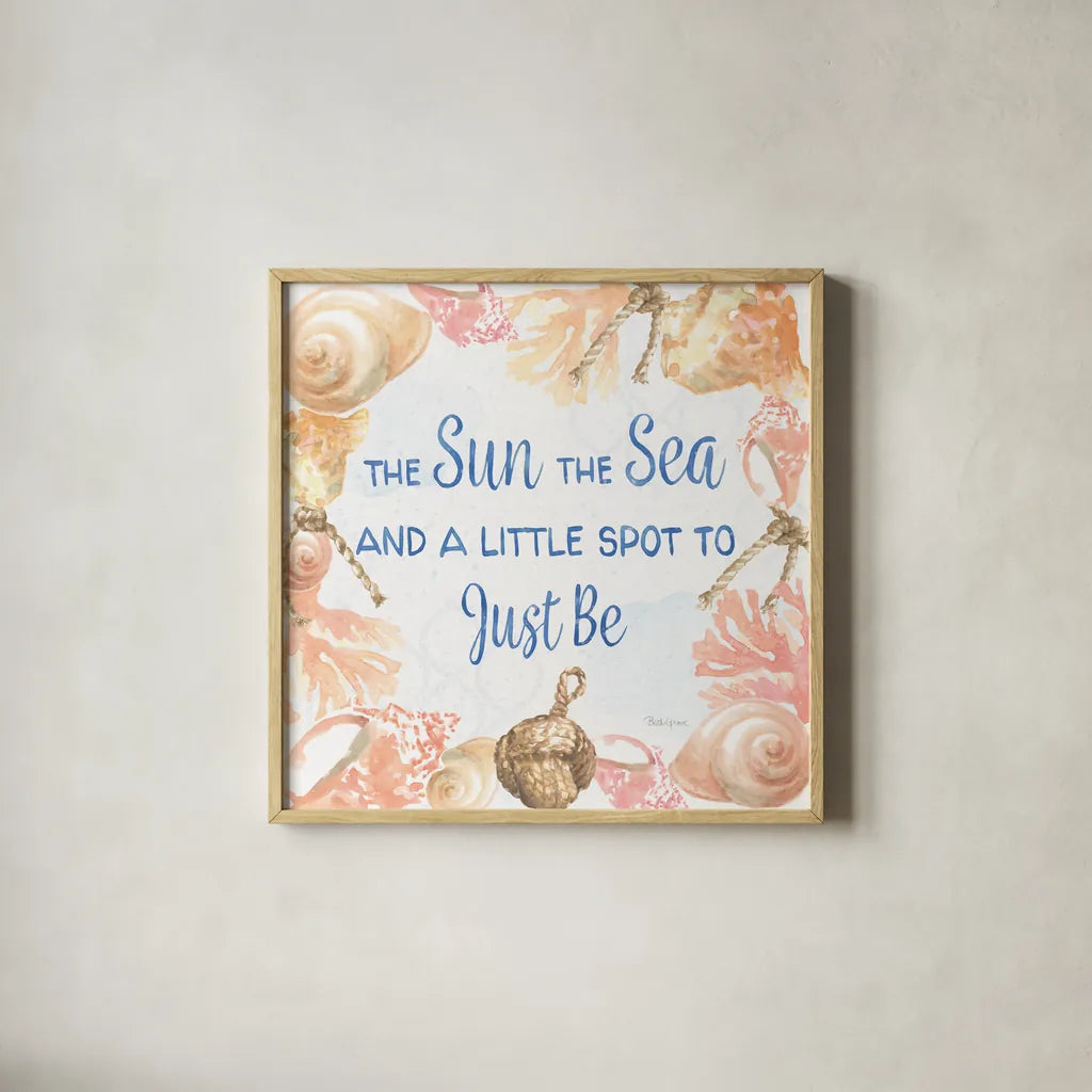 Coastline Botanical IX by Beth Grove. Shown in a natural wood glass frame for a timeless modern aesthetic. Available as an archival giclee rolled canvas, fine art paper, or poster print. SKU 59136a.