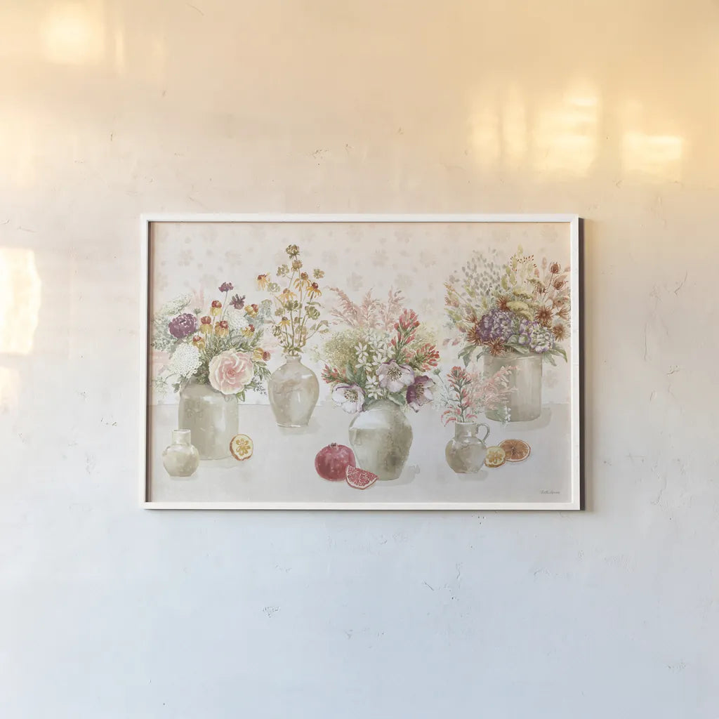 Cottage Charm I by Beth Grove. shown as a paper print in a white frame. Available as a archival giclee rolled canvas, fine art paper, or poster print. SKU 69264i.