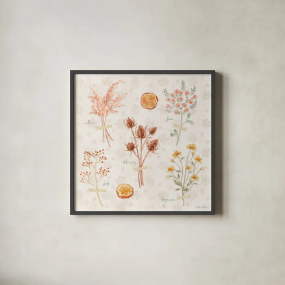 Cottage Charm IX by Beth Grove. Shown in a sleek black glass frame for a contemporary gallery look. Available as an archival giclee rolled canvas, fine art paper, or poster print. SKU 69272a.