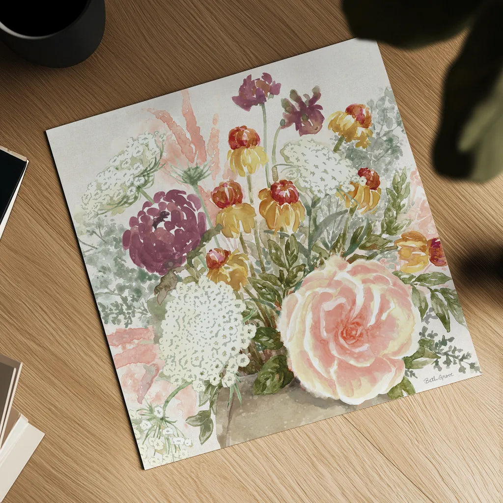 Cottage Charm V by Beth Grove. Shown as a detailed flat fine art print, highlighting archival giclee quality. Available as an archival giclee rolled canvas, fine art paper, or poster print. SKU 69268a.