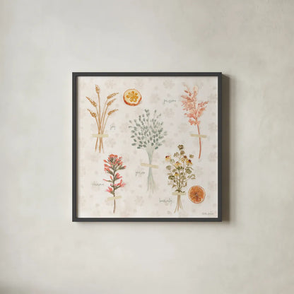 Cottage Charm VIII by Beth Grove. Shown in a sleek black glass frame for a contemporary gallery look. Available as an archival giclee rolled canvas, fine art paper, or poster print. SKU 69271a.