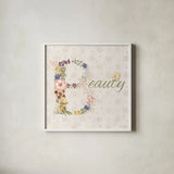 Cottage Charm X by Beth Grove. Shown in a crisp white glass frame for a clean and minimalist style. Available as an archival giclee rolled canvas, fine art paper, or poster print. SKU 69273a.
