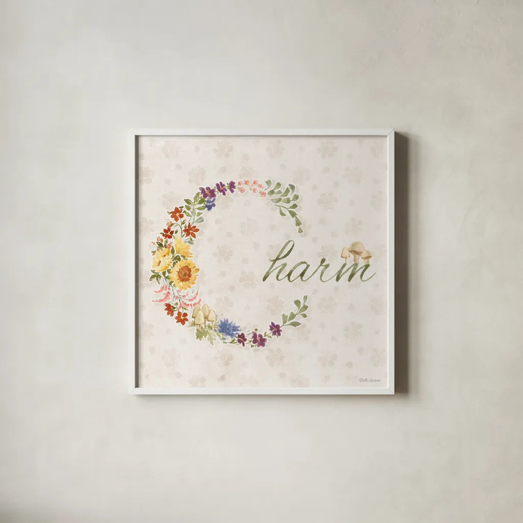 Cottage Charm XI by Beth Grove. Shown in a crisp white glass frame for a clean and minimalist style. Available as an archival giclee rolled canvas, fine art paper, or poster print. SKU 69274a.