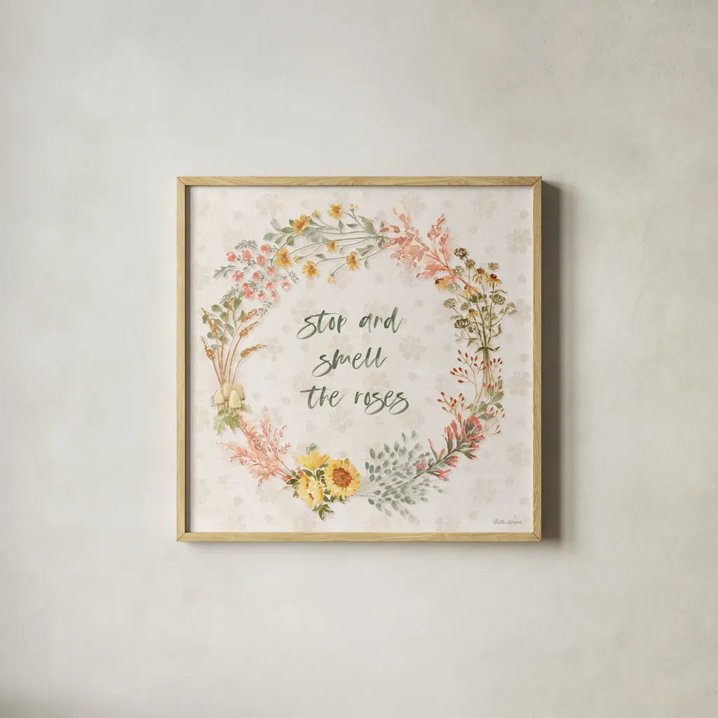 Cottage Charm XII by Beth Grove. Shown in a natural wood glass frame for a timeless modern aesthetic. Available as an archival giclee rolled canvas, fine art paper, or poster print. SKU 82519a.