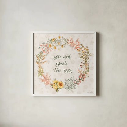 Cottage Charm XII by Beth Grove. Shown in a crisp white glass frame for a clean and minimalist style. Available as an archival giclee rolled canvas, fine art paper, or poster print. SKU 82519a.