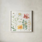Daisy Days II by Beth Grove. Shown in a crisp white glass frame for a clean and minimalist style. Available as an archival giclee rolled canvas, fine art paper, or poster print. SKU 81990a.