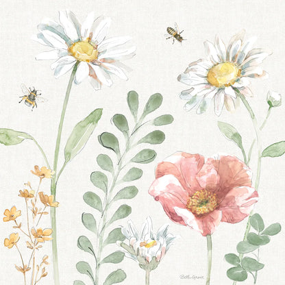 Daisy Days III by Beth Grove. SKU 81991a. Archival Giclee Fine art print for wall decor.