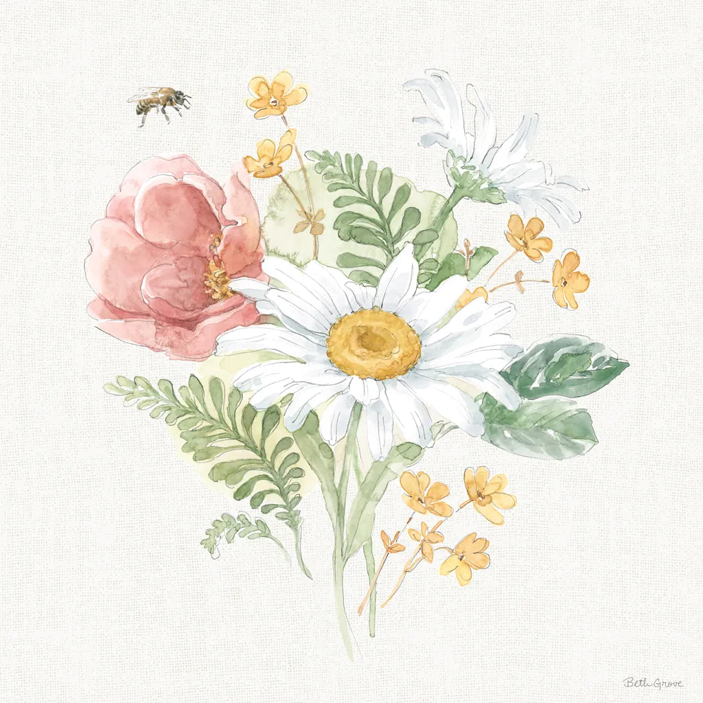 Daisy Days IV by Beth Grove. SKU 81992a. Archival Giclee Fine art print for wall decor.