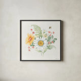 Daisy Days V by Beth Grove. Shown in a sleek black glass frame for a contemporary gallery look. Available as an archival giclee rolled canvas, fine art paper, or poster print. SKU 81993a.